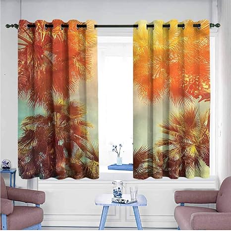 Amazon Mdxizc 丈夫なカーテン ヤシの木 ヤシの木 女の子の部屋 遮光カーテン 寝室 リビングルーム 勉強部屋などに最適 W63 Xl72 ラグ カーテン ファブリック オンライン通販