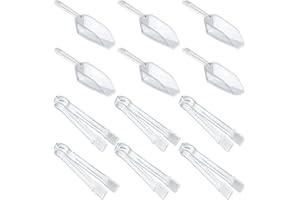 12 Pcs Plastic Serving Tongs Mini Kitchen Ice Tongs and Plastic Kitchen Scoops Mini Buffet Candy Scooper Ice Scoop for Tea Pa