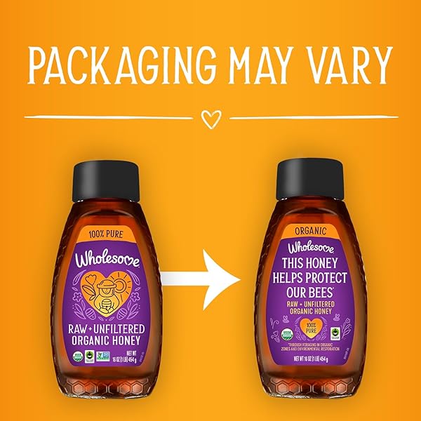 WHOLESOME SWEETENERS 16-OUNCE ORGANIC HONEY BOTTLE, 100% PURE, FAIR TRADE CERTIFIED, NON GMO PROJECT VERIFIED & GLUTEN FREE, 1 PACK