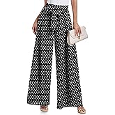 Lepunuo Wide Leg Pants for Women High Waisted Palazzo Pants Work Casual Flowy Tie Knot Trousers with Pockets