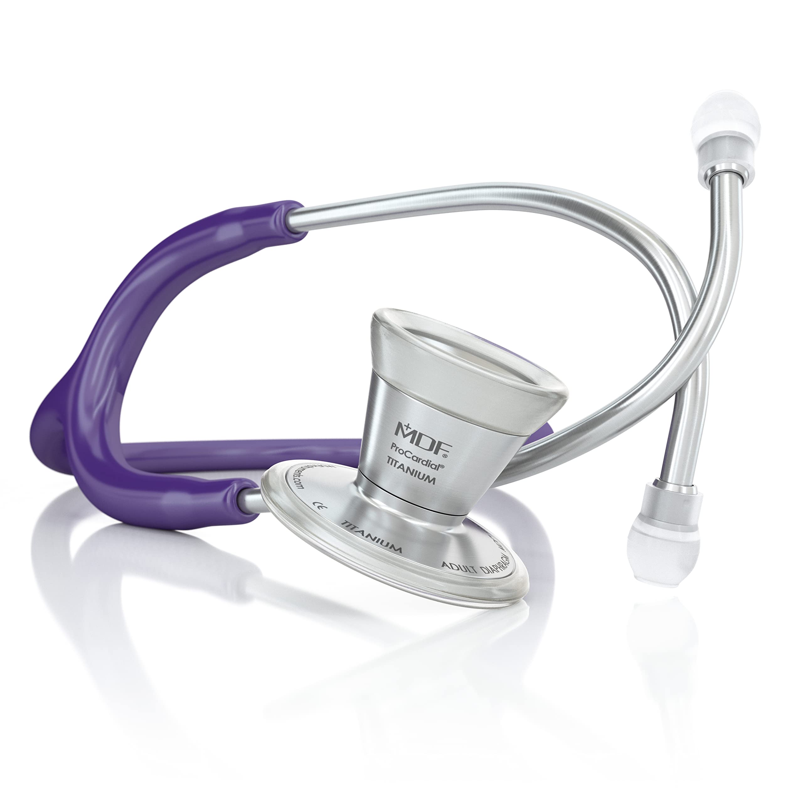 MDF Instruments, ProCardial Cardiology Stethoscope, Adult, Dual Head, Free-Parts-for-Life, MDF797 (Purple (Purple Rain), Titanium)