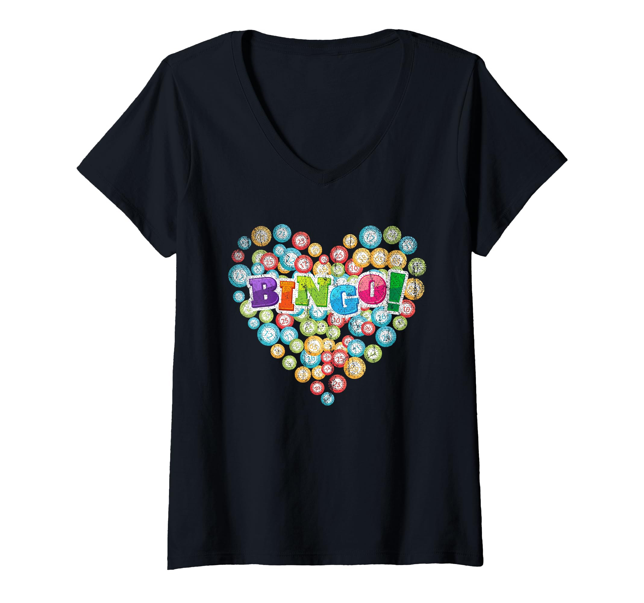 Womens Heart Bingo Player Gambling Lottery Bingo Caller Gift Bingo V-Neck T-Shirt