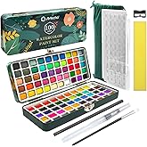 Artecho Watercolor Paint Set 100 Colors with Metallic in Portable Box, Paint Kit with Watercolor Papers and Brushes, Water Color Set for Beginners & Professionals