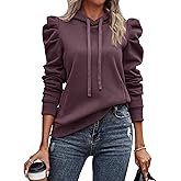 UEAL Womens Sweatshirts 2026 Trendy Puff Sleeve Drawstring Pullover Hoodies Fall Fashion Outfits Tops Clothes