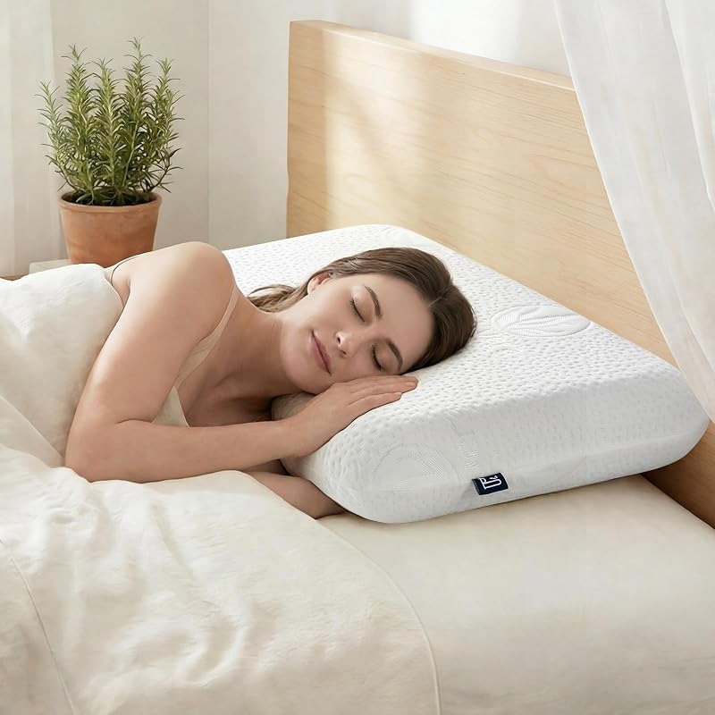 Almohada Viscoelástica 70 cm, Núcleo Compacto, Tejido Aloe Vera, Soporte Cervical Ergonómico, Memory Foam Adaptable Cuello, Funda Cremallera Lavable - 40x70 cm — foto 5 de 6