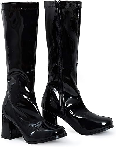 shiny black platform boots