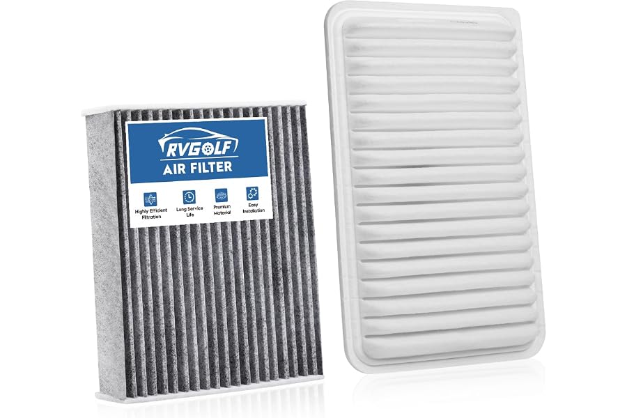 RVgolf Engine+Cabin Air Filters Fit for 2009-2019 Corolla, 2009-2014 Matrix, 2007-2018 Yaris, 2008-2014 Scion xD, 2009-2010 V