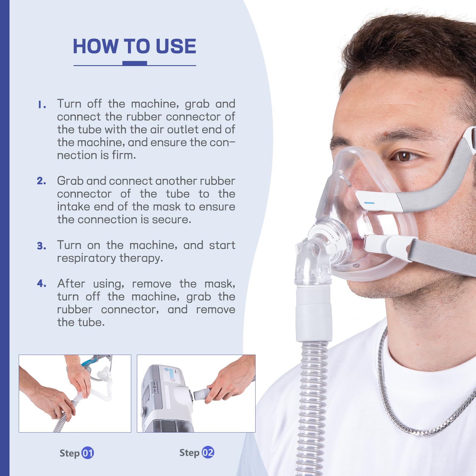 OMOTIYA CPAP Tube - 6-Foot Universal CPAP Tubing - FSA/HSA eligible-Compatible with Most Machines & Masks, 19mm CPAP Hose - 22mm connectors, Lightweight Flexible, Odor-Free, 2-Pack