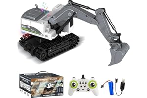 Kodbiby RC Excavator, 6 Channel 2.4Ghz RC Construction Vehicle,1:24 Scale Excavator Toy with 360° Rotation, Light Sound and DIY Stickers Birthday Gift for Teens Adults (1 Battery)