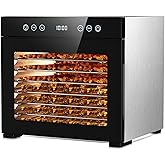 Food Dehydrator Machine, Powerful Food Dryer with 8 Stainless Steel Trays, Adjustable Temperature up to 167°F & 48-Hour Timer
