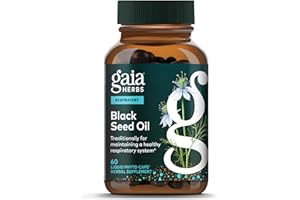 Gaia Herbs Black Seed Oil - Cold-Pressed Capsules with Nigella Seed Traditionally Used for Lung, Respiratory & Antioxidant Support* - Herbal Supplement - 60 Vegan Liquid Phyto-Caps (30 Servings)