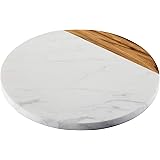 Anolon 46648 Pantryware White Marble/Teak Wood Serving Board, 10-Inch Round