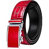 Dubulle Designer Ratchet Belt for Men Leather Fashion Adjustable Automatic Buckle Sliding Removable Dress Casual