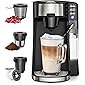 6 In 1 Coffee Maker with Milk Frother, Single Serve Coffee, Tea, Latte and Cappuccino Machine, Compatible With K-Cup…