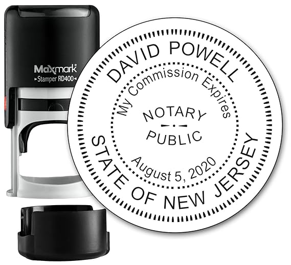 Round Notary Stamp for State of New Jersey Self Inking