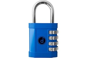 DESIRED TOOLS Padlock 4 Digit Combination Lock - for Gym School Locker, Outdoor Gate, Shed, Fence, and Storage, Combo Luggage Lock - Locker Lock- Weatherproof Metal - Keyless, Easy to Set, Resettable - Blue