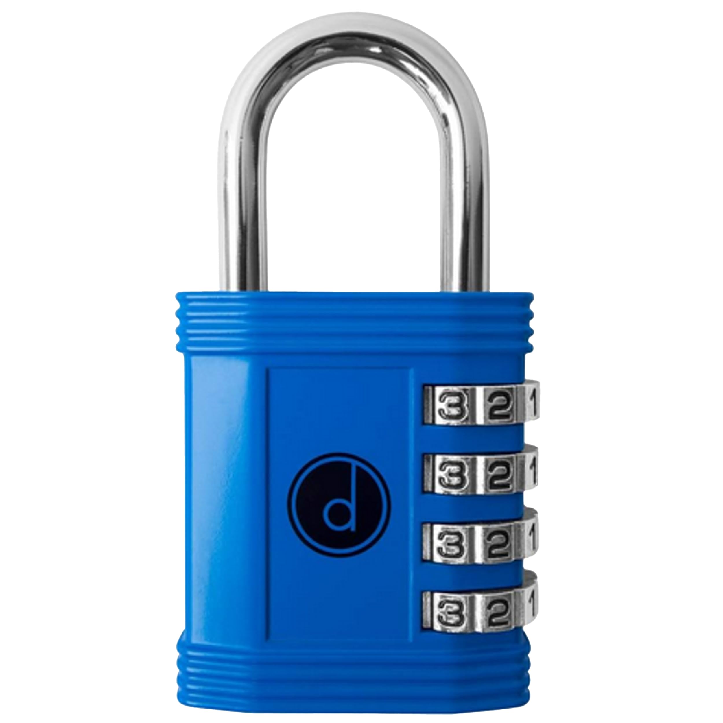 Padlock 4 Digit Combination Lock - for Gym School Locker, Outdoor Gate, Shed, Fence, and Storage - Weatherproof Metal - Keyless, Easy to Set, Resettable - Blue