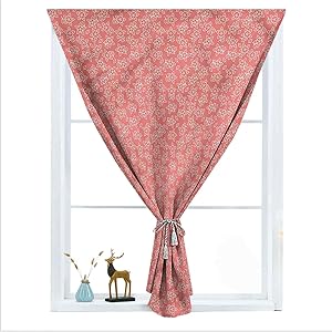 ousente Coral Decorative Blackout Window Door Curtains, Garden Bedding Flowers Thermal Insulated Door Curtain Panels for Small Windows Balloon Curtain Thermal Protector, 39
