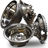OxGord Dually Wheel Simulator - 19", 8 Lug, 4 Hole Stainless Steel, Snap-on | Set of 4, Dually Wheel Simulator Best for Pick-up Truck, Van, RV - Hub Caps, Rim Skins, Chrome Wheel Covers, Semi-Universal