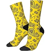White On Black Paisley Socks For Women Men Soft Novelty Crew Socks Athletic Socks Funny Crazy Dress Socks