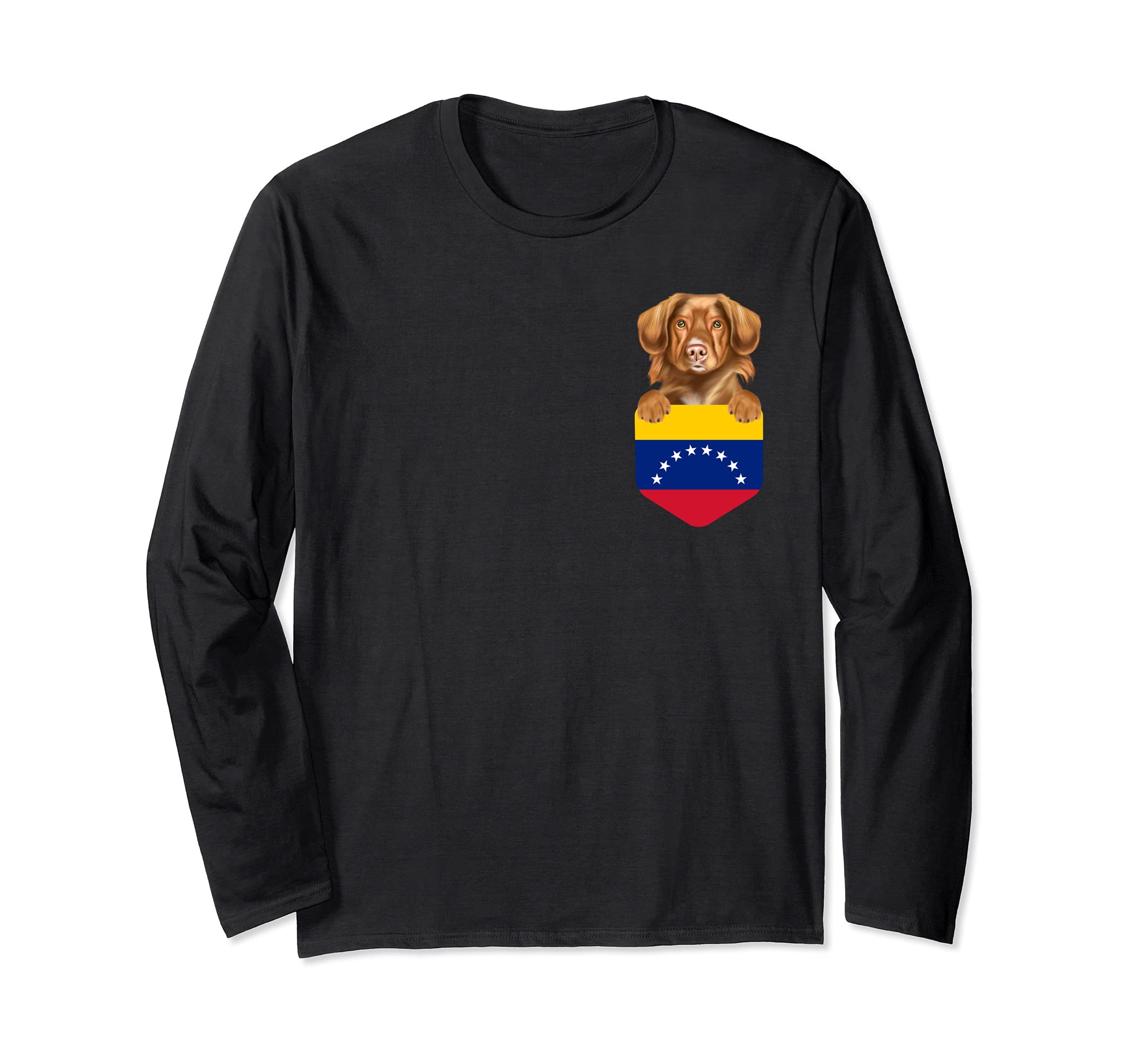Venezuela Flag Duck Tolling Retrievers Dog In Pocket Long Sleeve T-Shirt