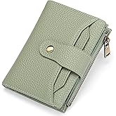 GAEKEAO Small Wallets Woman RFID Blocking Leather Bifold Card Holder Wallets with Zipper Pocket Removable ID Window