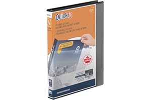 QuickFit Classeur à 3 anneaux pour l'école ou le bureau, anneaux en D, noir, simple, 1,5 cm