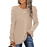 LCXWFE Womens Puff Sleeve Tops Dressy Casual Crew Neck Long Sleeve Shirts Tunic top