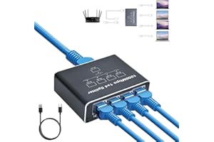 AOGETYO Ethernet Splitter 1 to 4 1000Mbps, Ethernet Switch High Speed, Ethernet Hub 4 Port Gigabit RJ45 Ethernet Cable Splitter with USB Power Cable for Cat5, Cat6, Cat7 Cat8[4 Devices Simultaneous Network]