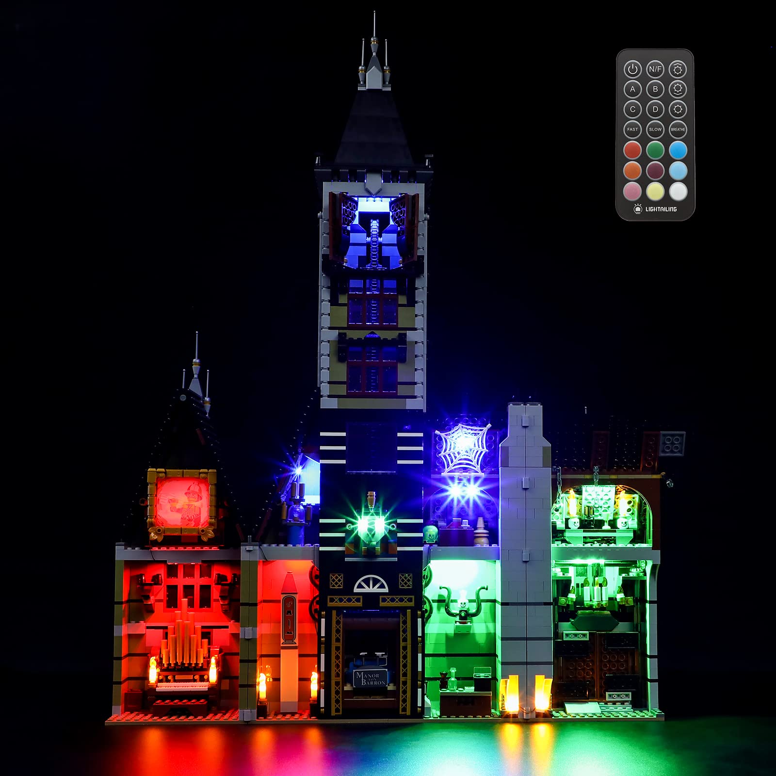 GEAMENT LED Light Kit (Remote Control) Compatible with LEGO Fairground Collection Haunted House - for Creator 10273 (Lego Set Not Included)