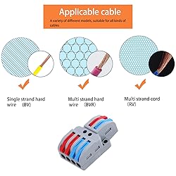 NineLeaf 10PCS Wire Connectors, 2 in 4 Out Lever