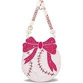 Beaded Sports Purse for Women Baseball Football Crossbody Purse Game Day Shoulder Bag Football Baseball Mom Fans Gifts