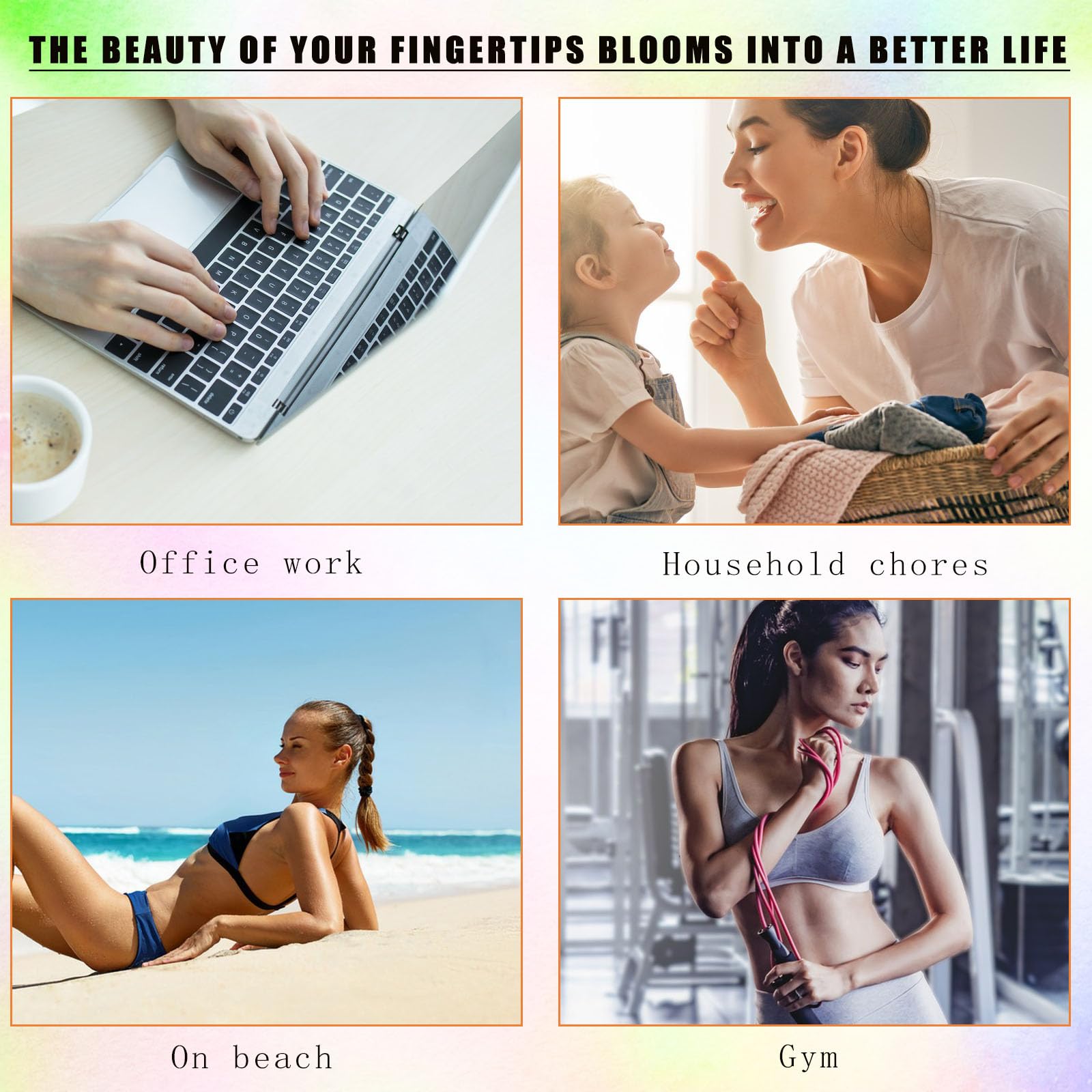 French Tip Press on Nails Short Brown Fake Nails Gold Glitter Acrylic Nails Square Glue on Nails Glossy Full Cover Artificial False Nails Gold Foil Stick on Nails for Women 24 Pcs - Image 7