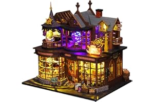 Minature Things, Miniature House Kit Light Up Magical Theme Tiny House Kit with Glue Battery Powered Easy Assembly Wooden DIY