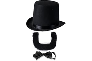 Funny Party Hats Abraham Lincoln Costume Set - Hat with Beard and Necktie- Presidents Day- Lincoln's Birthday- Patriotic Costume (3 PC Set)