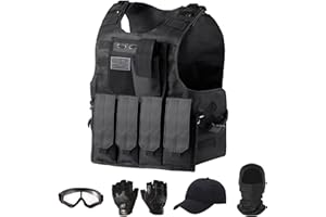 Aythwnyn Tactical Vest Set for Men Airsoft Paintball Vests Gear and Equipment（Black）