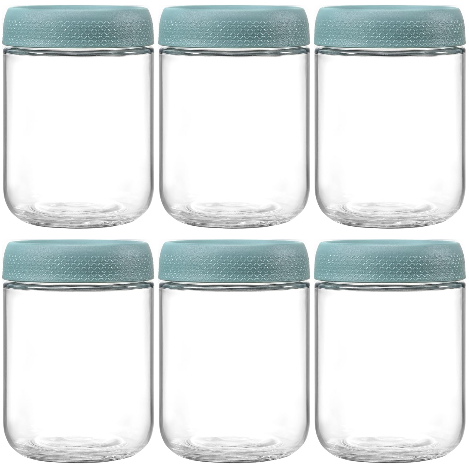 Photo 1 of NETANY 6-pack 16oz Glass jars with Airtight Lids, Overnight Oats Containers with Lids, Wide mouth Mason Salad jars, Glass Food Storage Containers for Snacks Yogurt Spice Sugar - Green