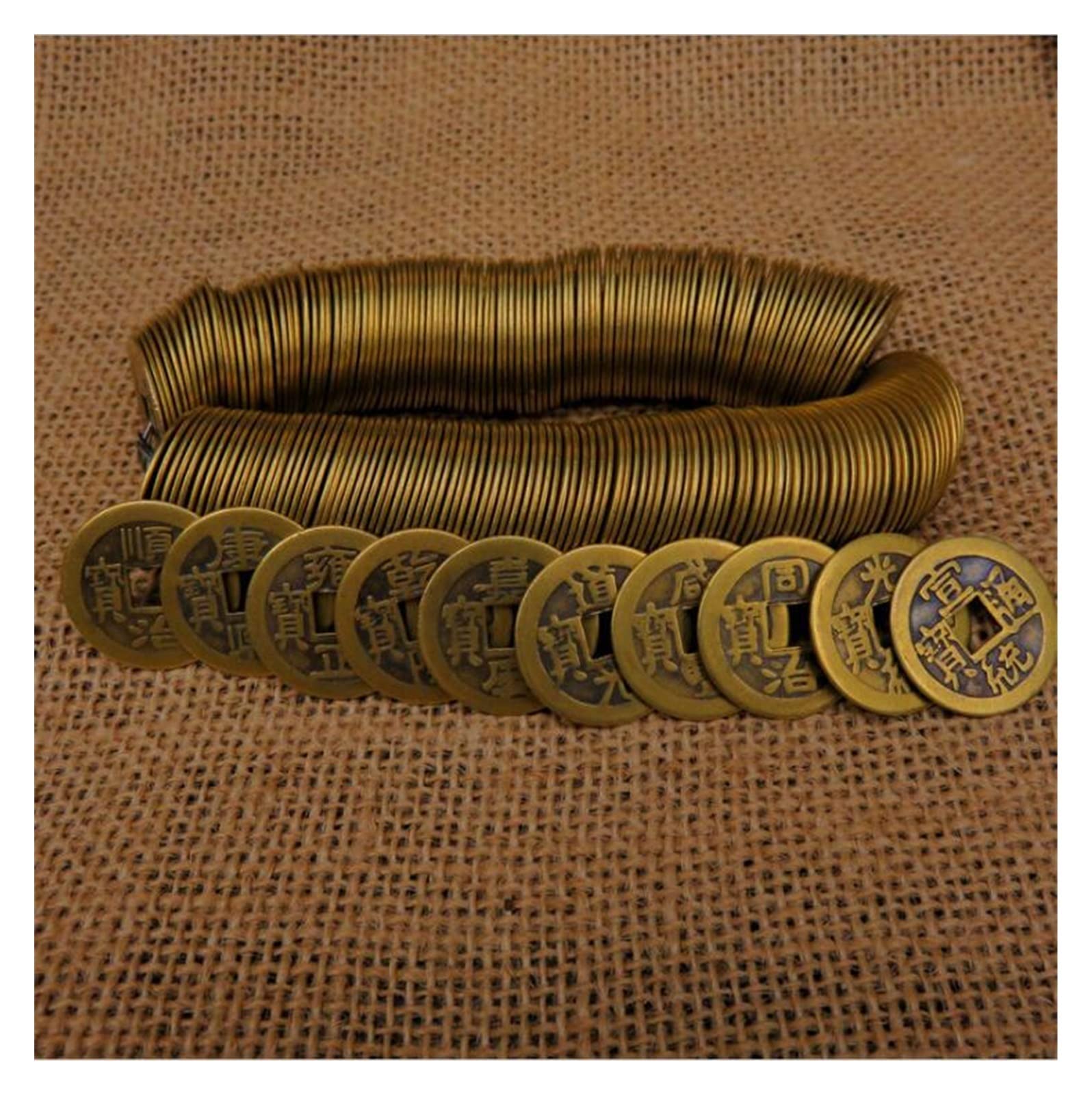 50pcs/set 23mm Chinese Copper Coin Qing Dynasty Antique Currency Vintage Souvenir Gift (Color: Brass, Size: One Size)