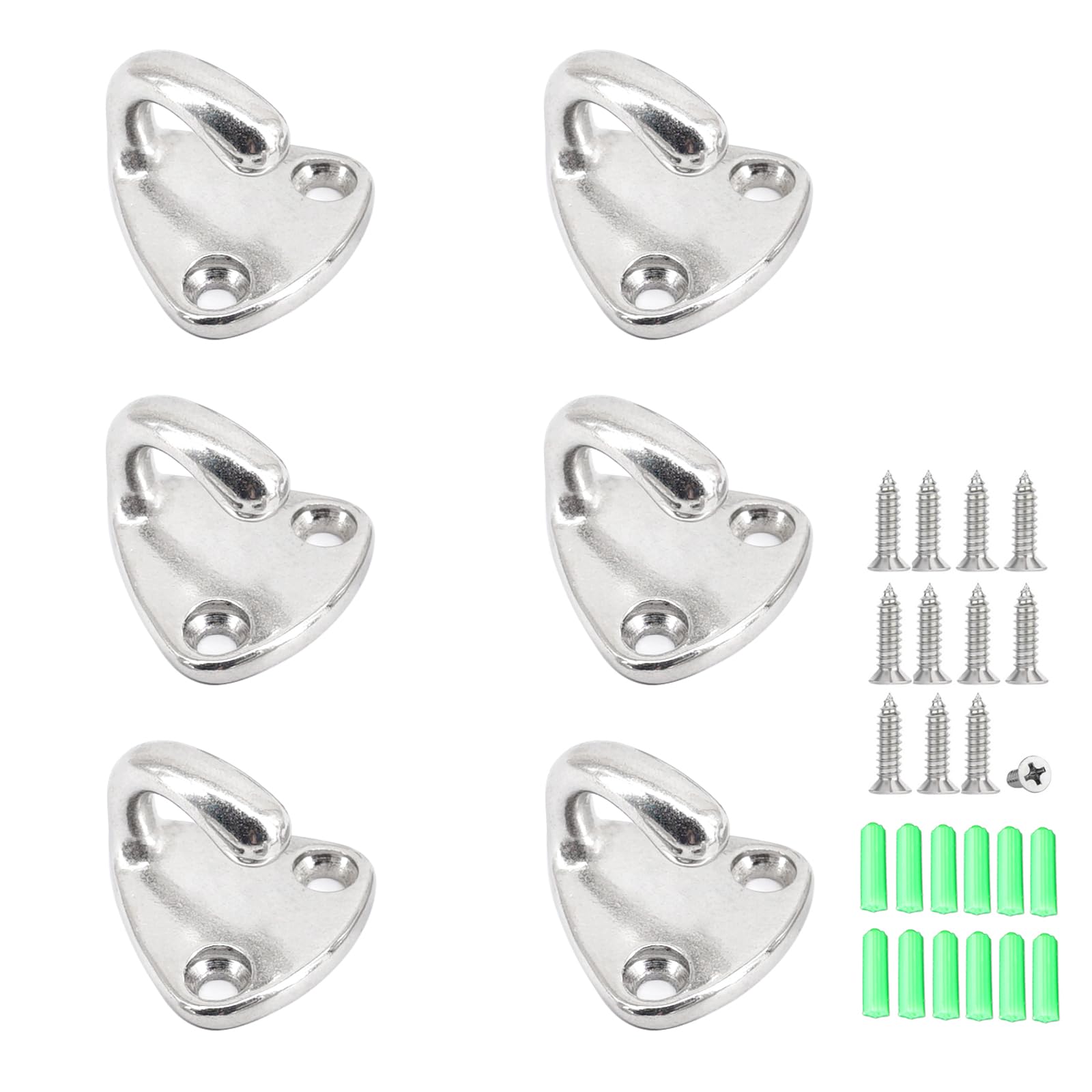 Paraphee Anti-Turbulence Coat Hanger Hooks Marine Yacht or Motor Homes, Anti-Corrosion 316 Stainless Steel, Pack-of-6 Half Ring Hook