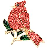 Fashion Rhinestone Women Gold Tone Animal Brooch Pin Jewelry Red Crystal Northern Cardinal Bird Brooch Christmas Bird Brooch