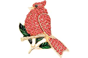 BADGE REEL Fashion Rhinestone Women Gold Tone Animal Brooch Pin Jewelry Red Crystal Northern Cardinal Bird Brooch Christmas Bird Brooch