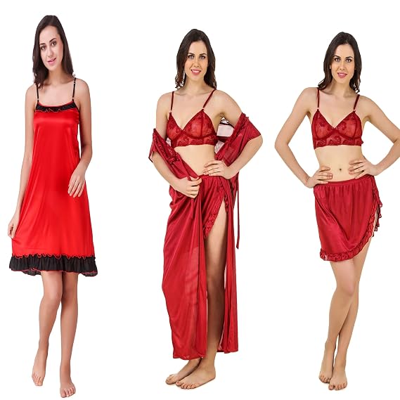 Buy Trost Combo Of Babydoll Nighty For Women S Solid Satin