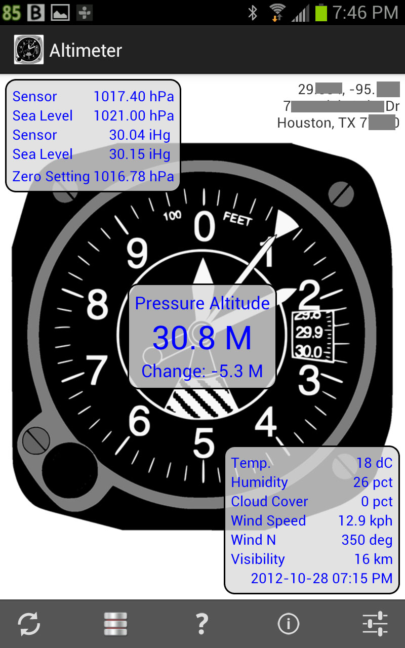 Altimeter and Barometer Monitor for Galaxy