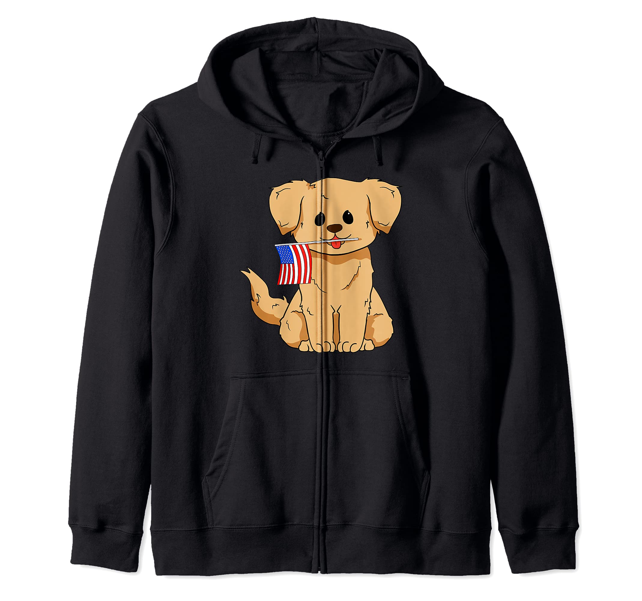 Golden Retriever Dog 4th of July America Independence Day Zip Hoodie