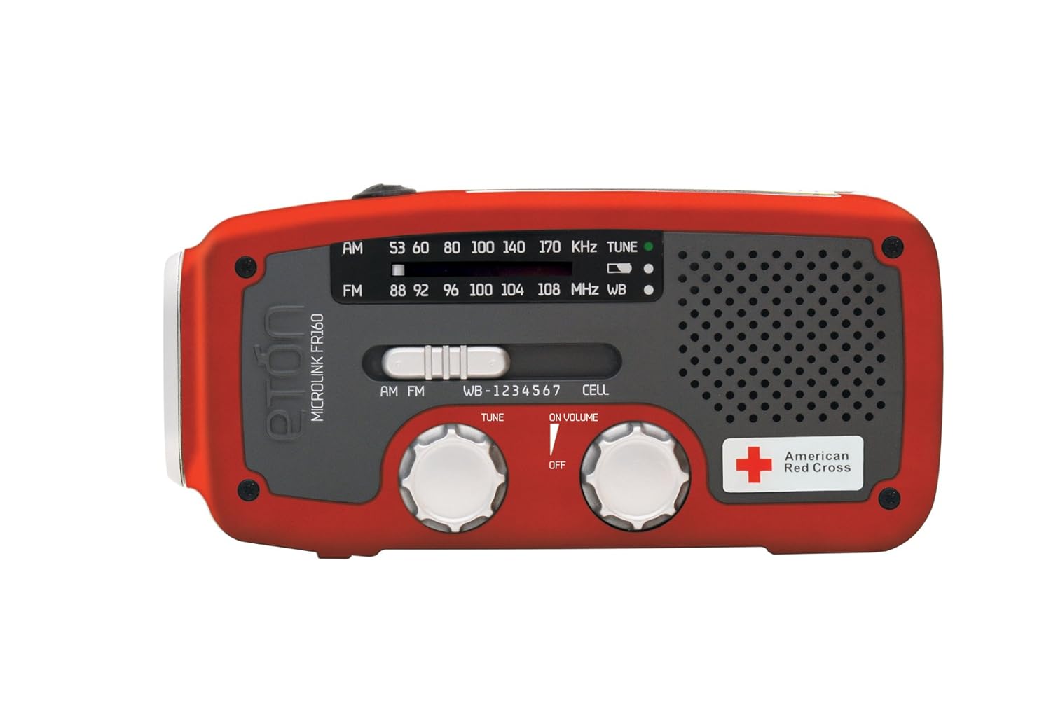 Amazon.com: Etón American Red Cross FR160 Microlink Self-Powered AM/FM/NOAA  Weather Radio with Flashlight, Solar Power and Cell Phone Charger (Red), ...