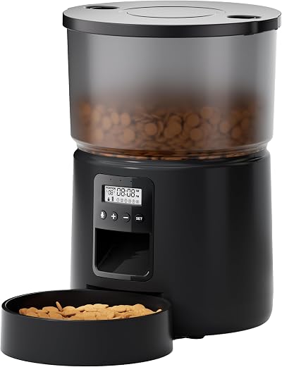 BEMOONY Automatic Cat Feeder 3L, 1-6 Meals, 10s Voice, Dual Power