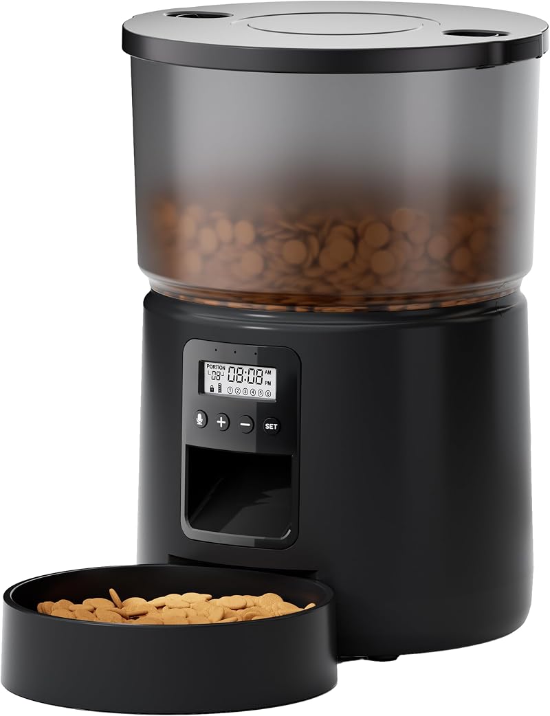 BEMOONY Automatic Cat Feeder 3L, 1-6 Meals, 10s Voice, Dual Power