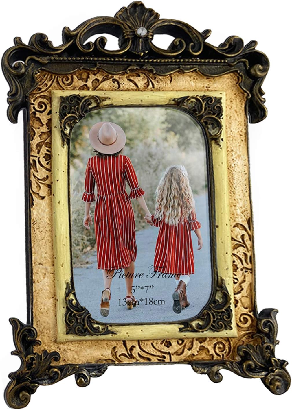 MEBRUDY 5x7 Vintage Picture Frames with Metal Border and