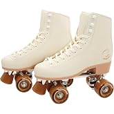 C SEVEN High-Top Quad Roller Skates for Girls and Women, 4-Wheel Skates | High Top Ankle Support, True-to-Size Fixed Fit, Beginner Friendly, Smooth Ride for Sidewalk &amp; Outdoor Skating, 13 Colors
