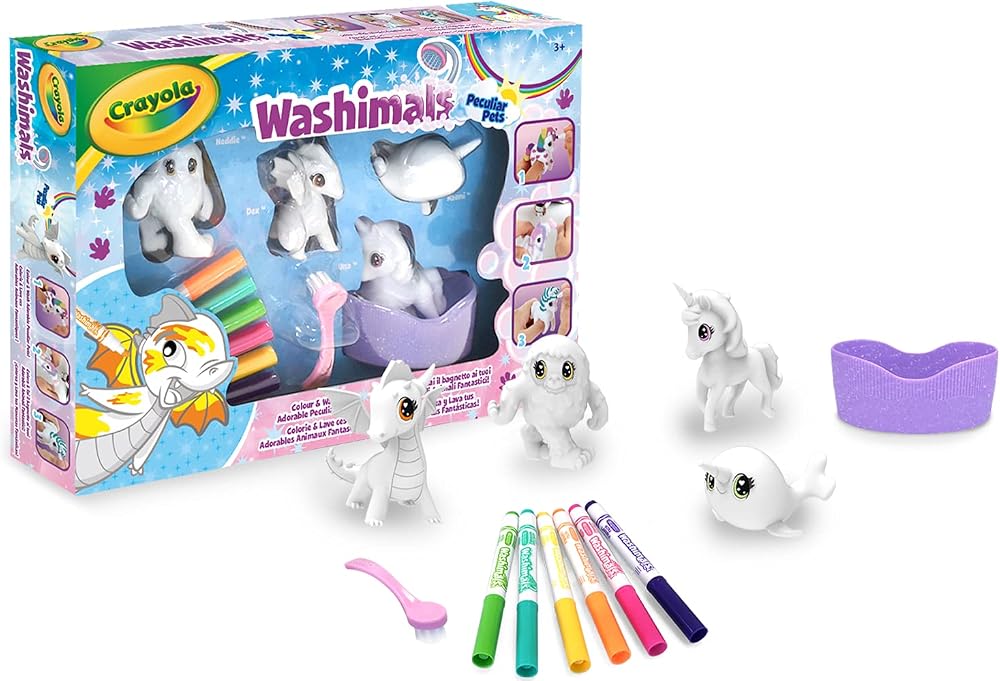 Crayola Washimals Peculiar Pets Colour and Wash Playset Unicorn Dragon Owl Yeti
